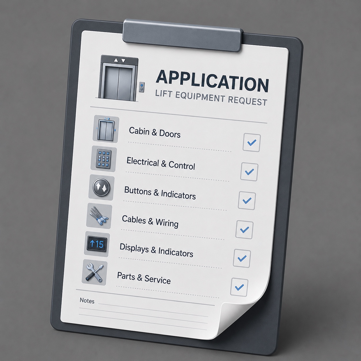 Lift equipment request checklist illustration